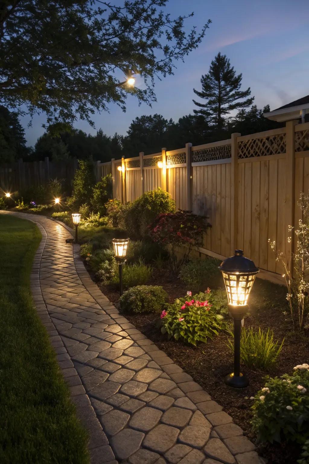 Lighting adding a magical nighttime glow.