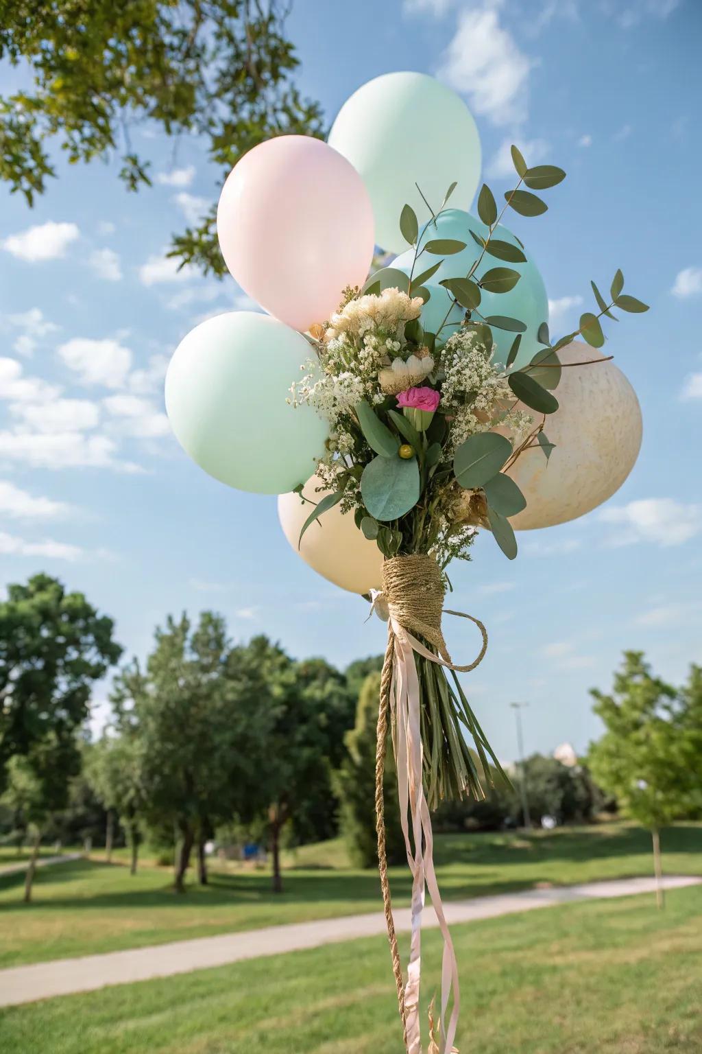 An eco-friendly balloon arrangement that combines elegance with sustainability.