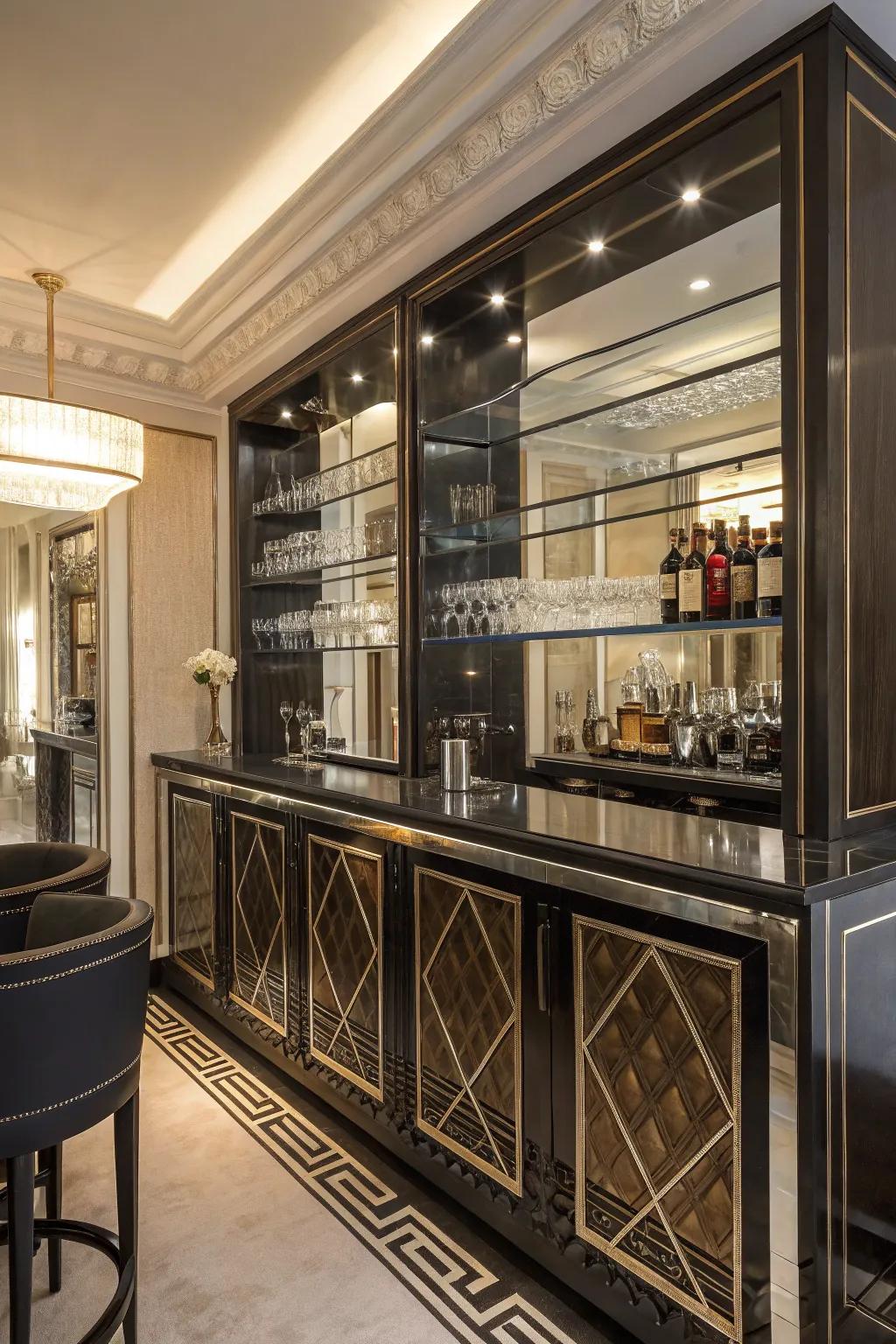 Art Deco inspiration brings timeless elegance to your bar.