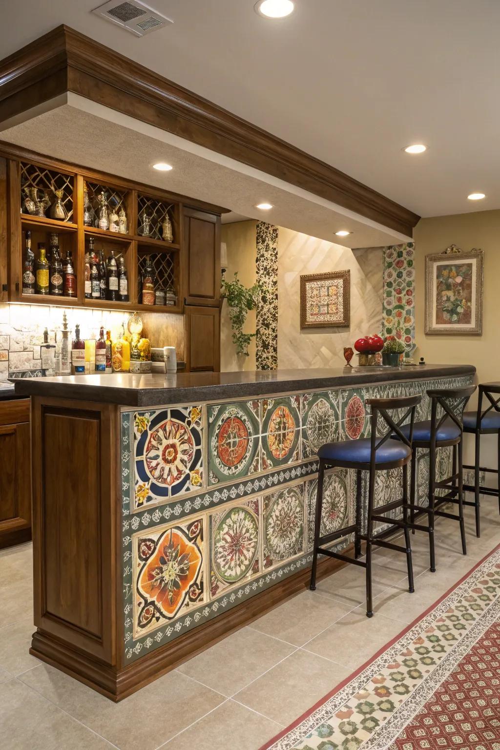 A tile backsplash adds texture and style to your bar.