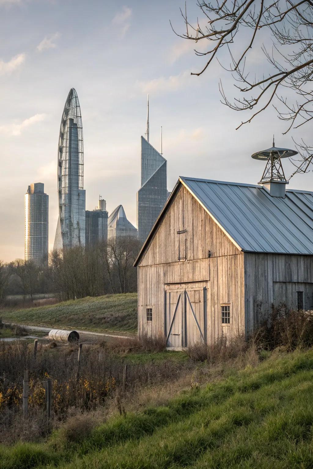 A barn with zinc cladding that combines modern design with sustainability.