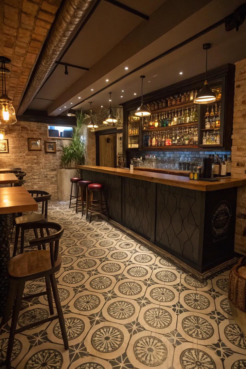 Distinct flooring enhances style and completes the design.