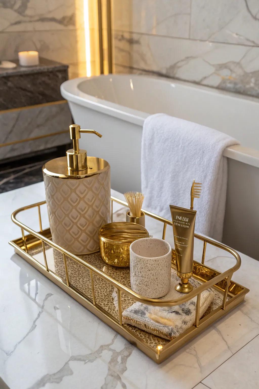 Add glamour to your bath with a gold bridge.