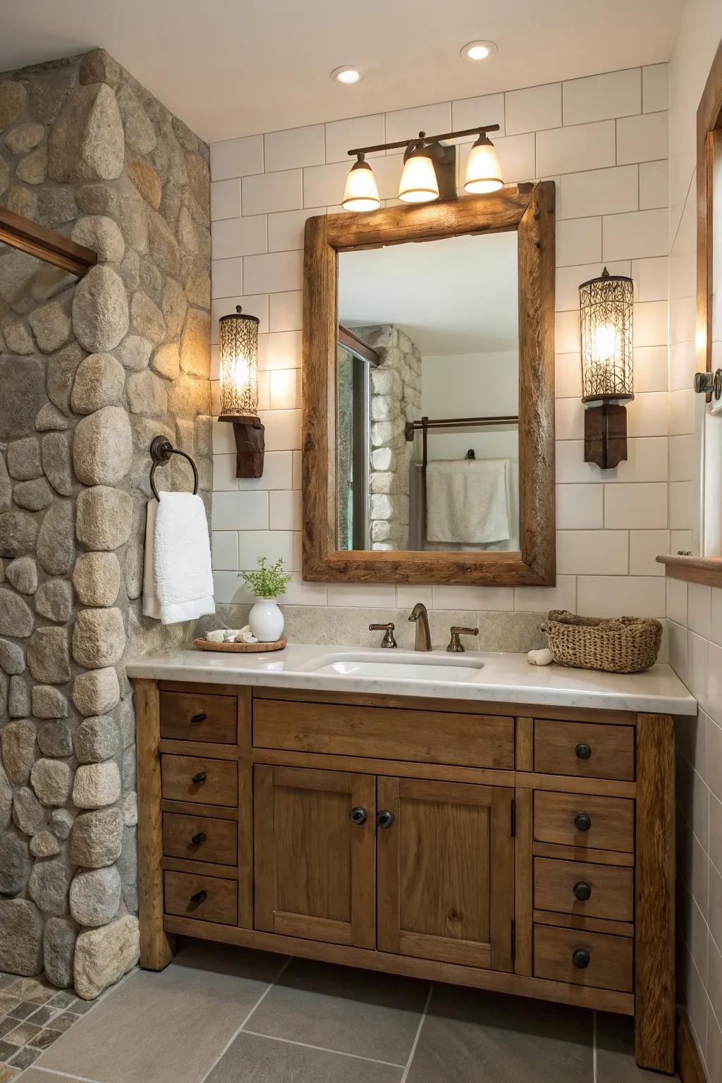 Sconces made from natural substances add an organic element.