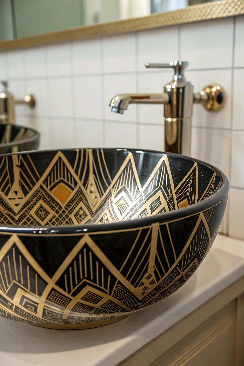 Art Deco sink for timeless glamour.