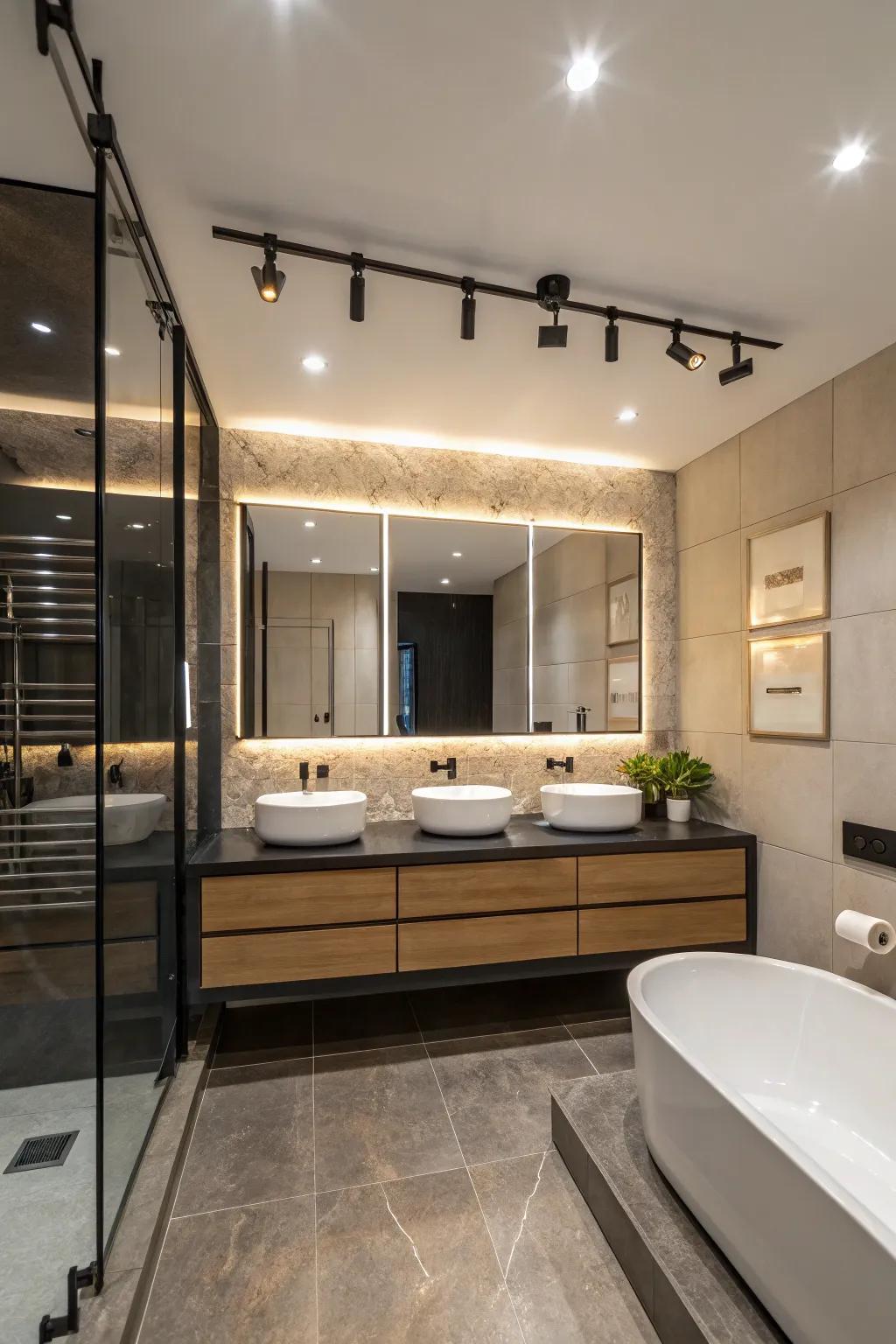 Modular lighting can be the centerpiece of your bathroom design.