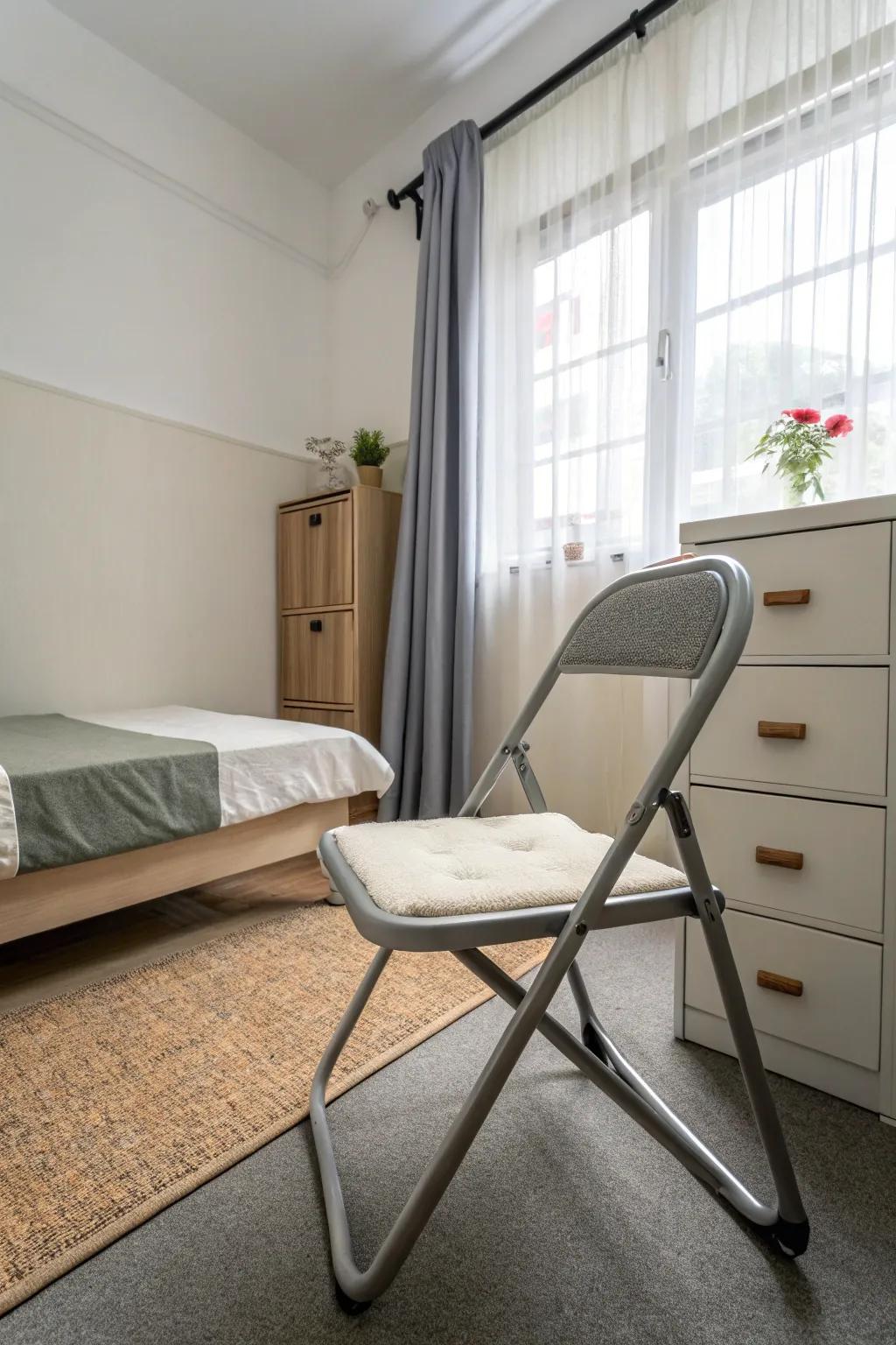 Folding chairs offer space-saving.