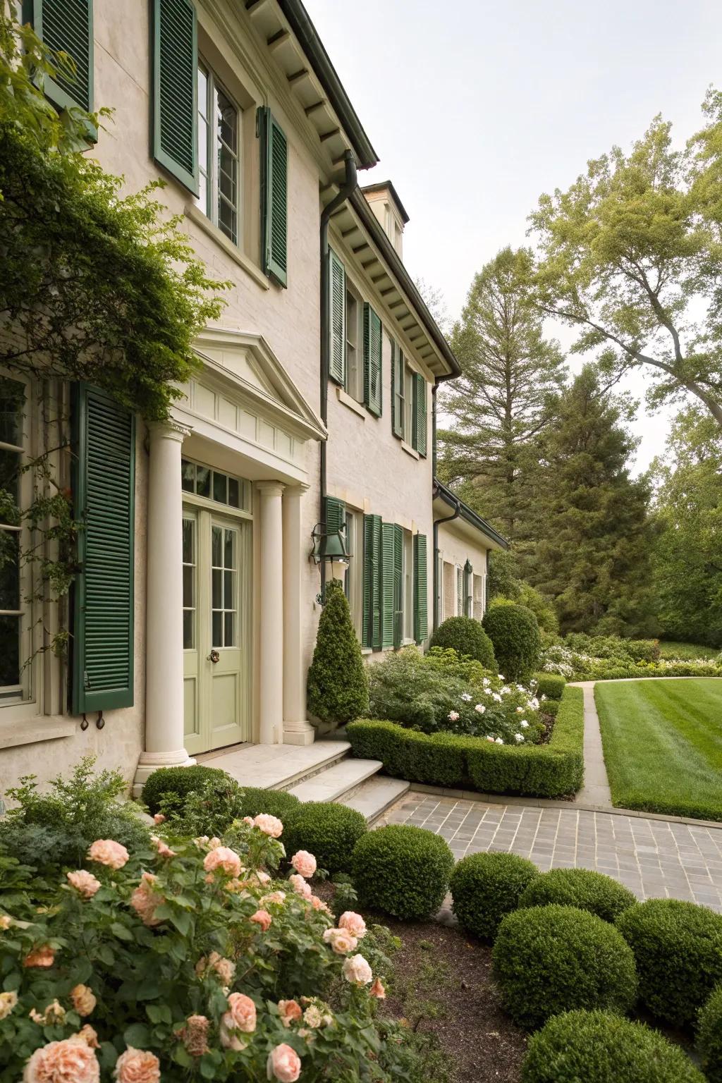 Grove and cream blend elegance with nature.