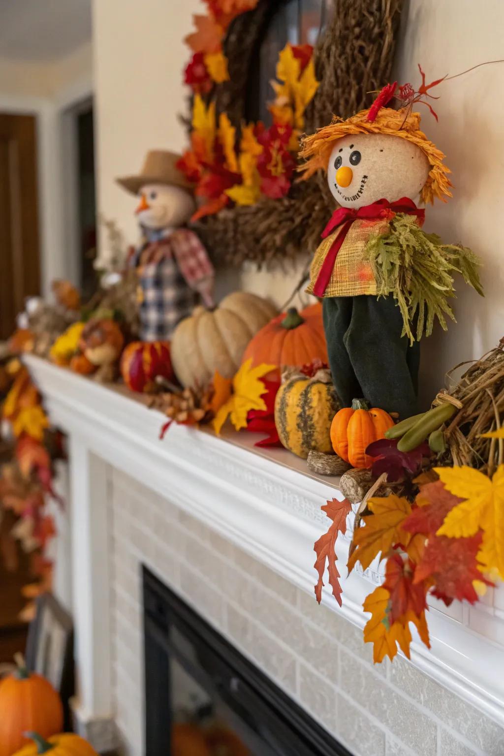 Add a touch of whimsy to your decor with fun scarecrow figures.