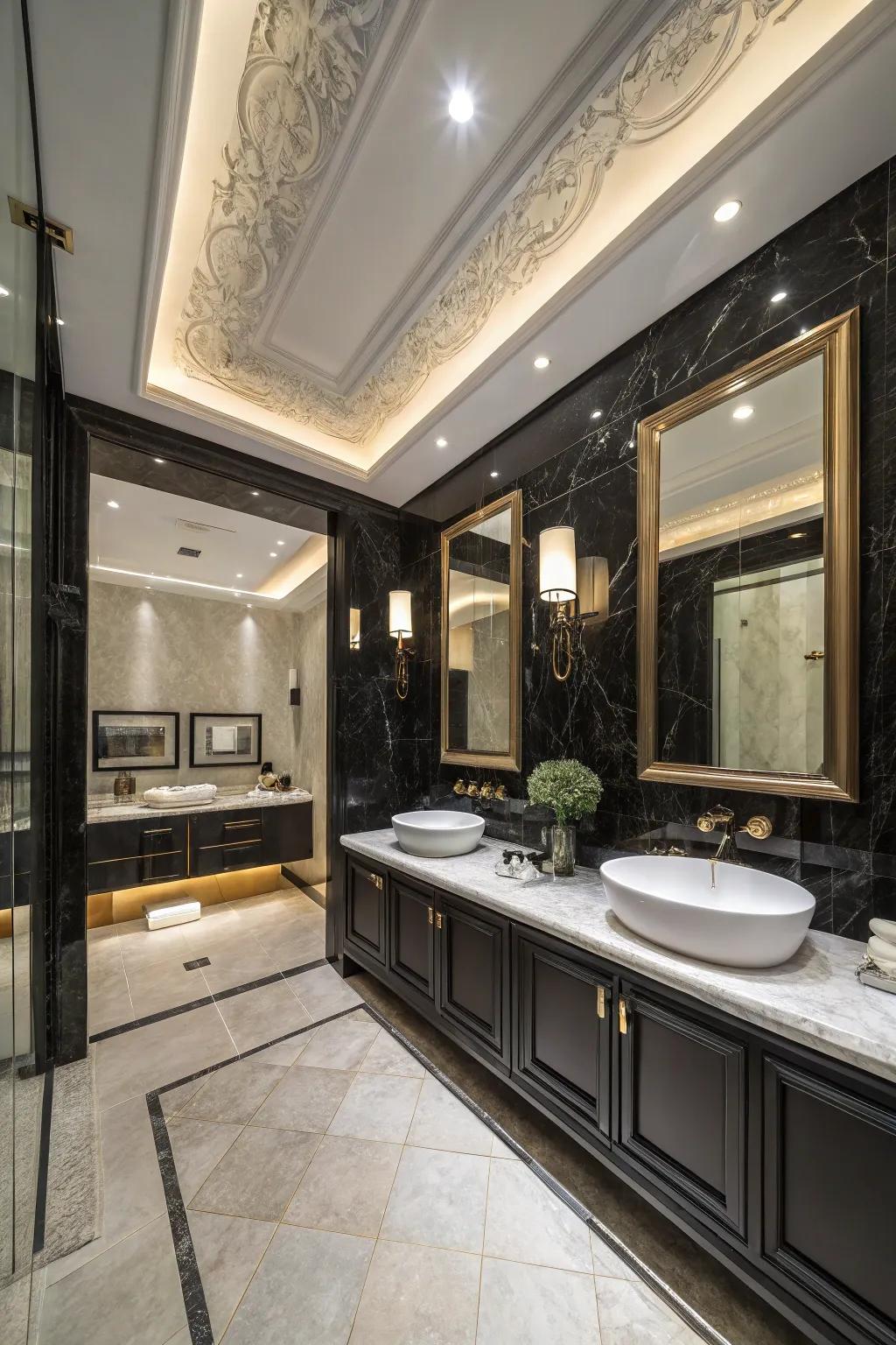 A dark overhead adds unanticipated elegance and dimension.