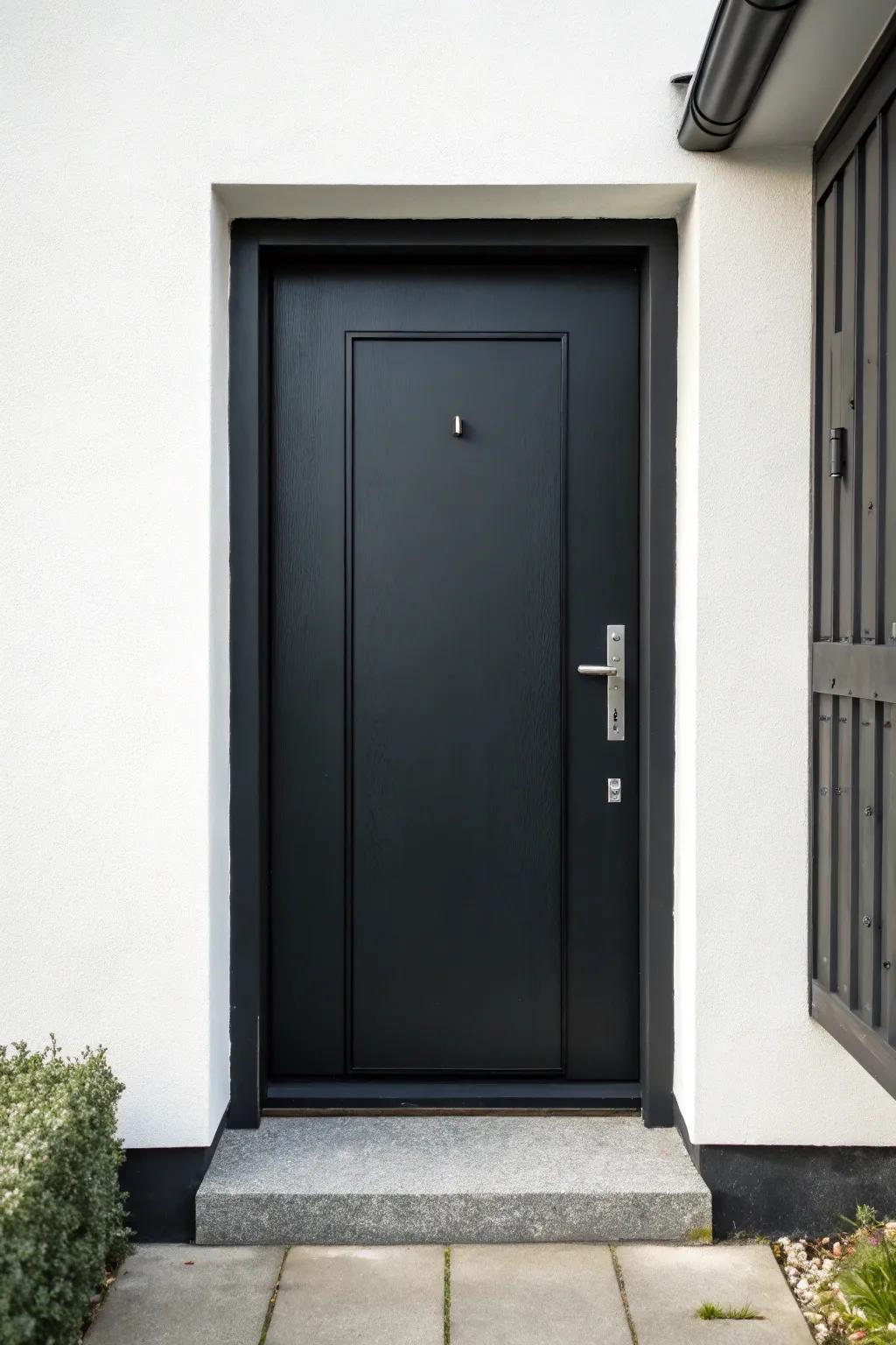 A minimalist dark-toned door showcasing modern simplicity and elegance.