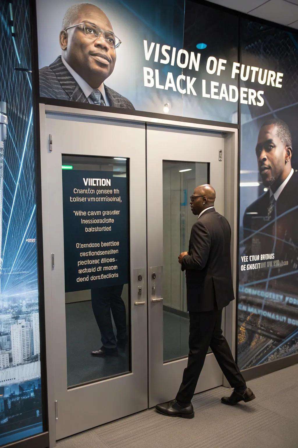 A door showing Black leaders.