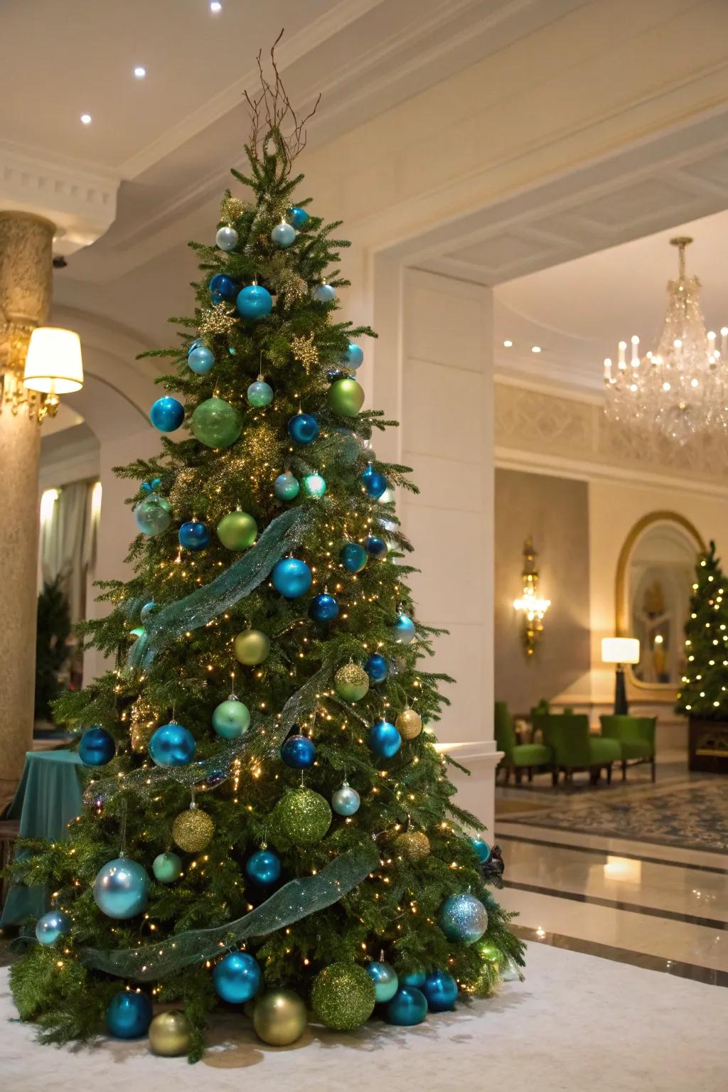 An azure and chartreuse tree emanates enchanting refinement.