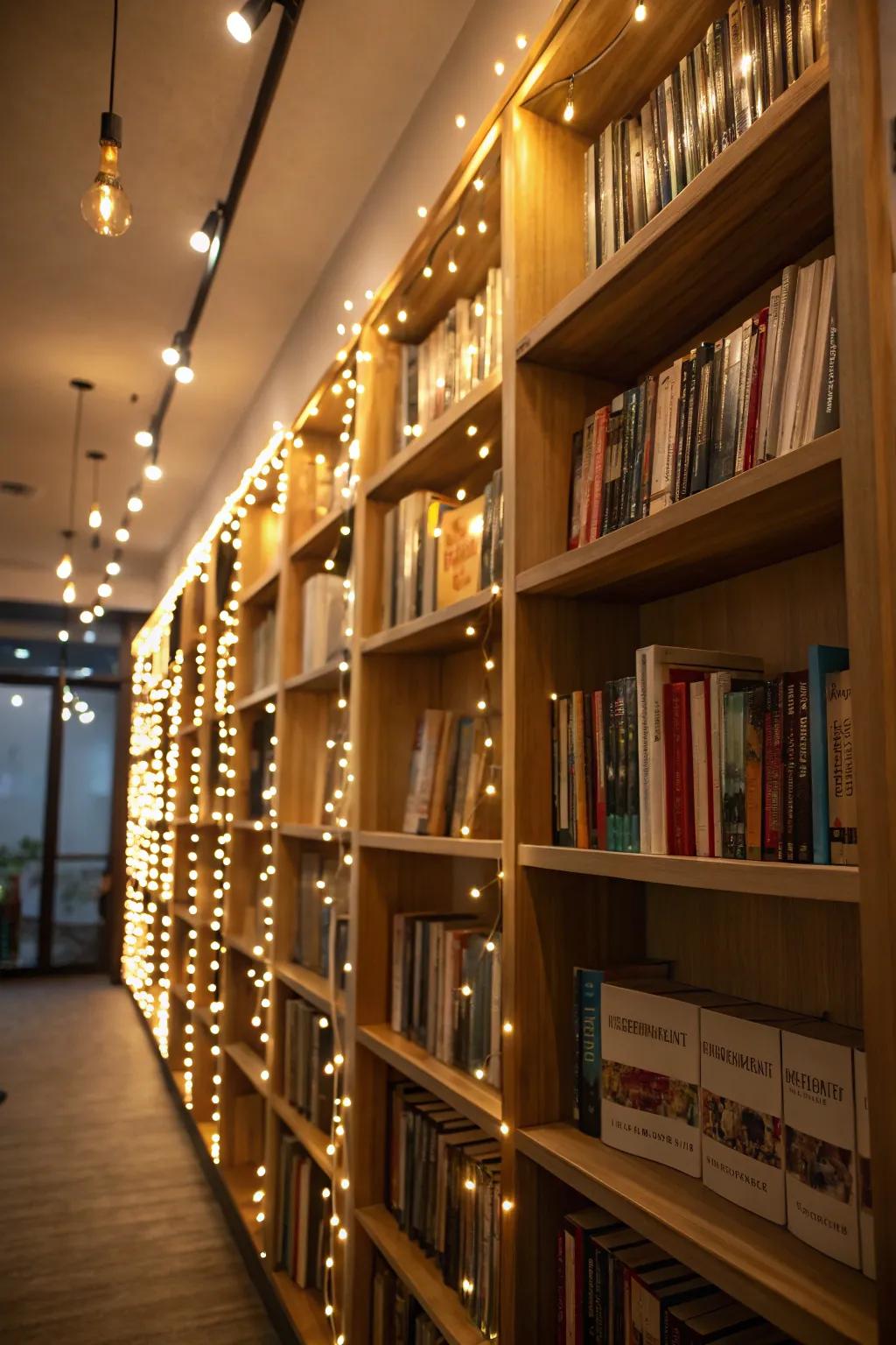 Illumination injects warmth into your book display.
