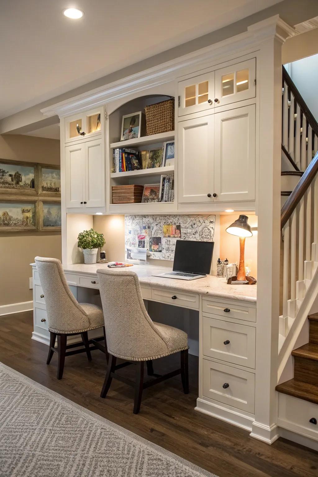 A desk made for family use, great for spending time together and getting things done.