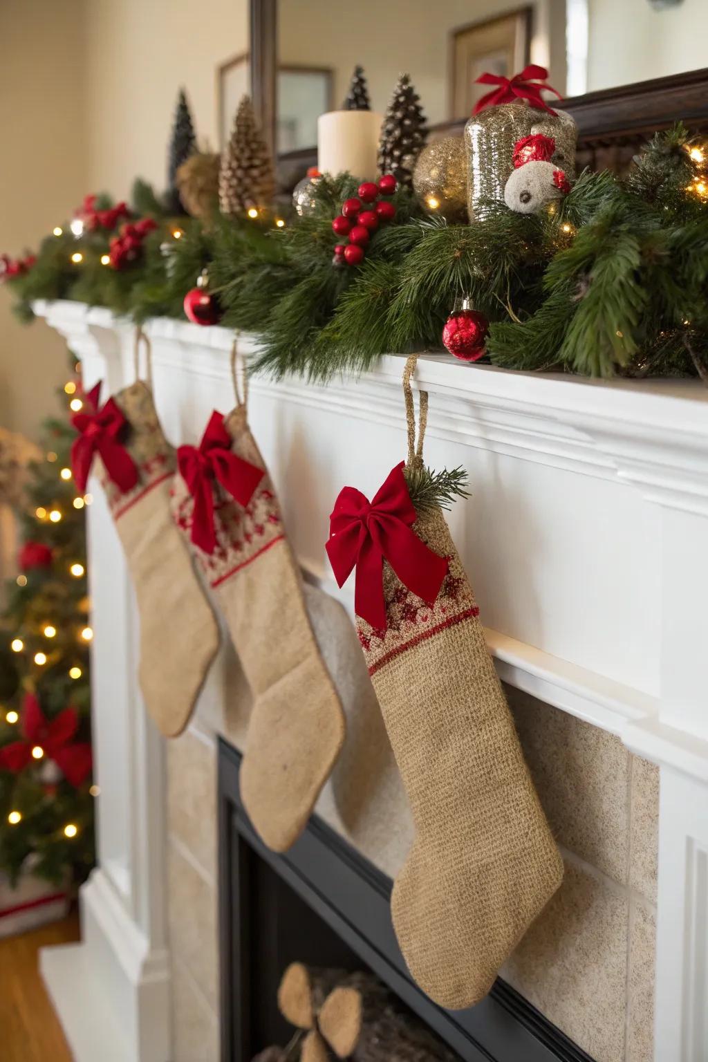Hessian brings a countryside charm to holiday surrounds.