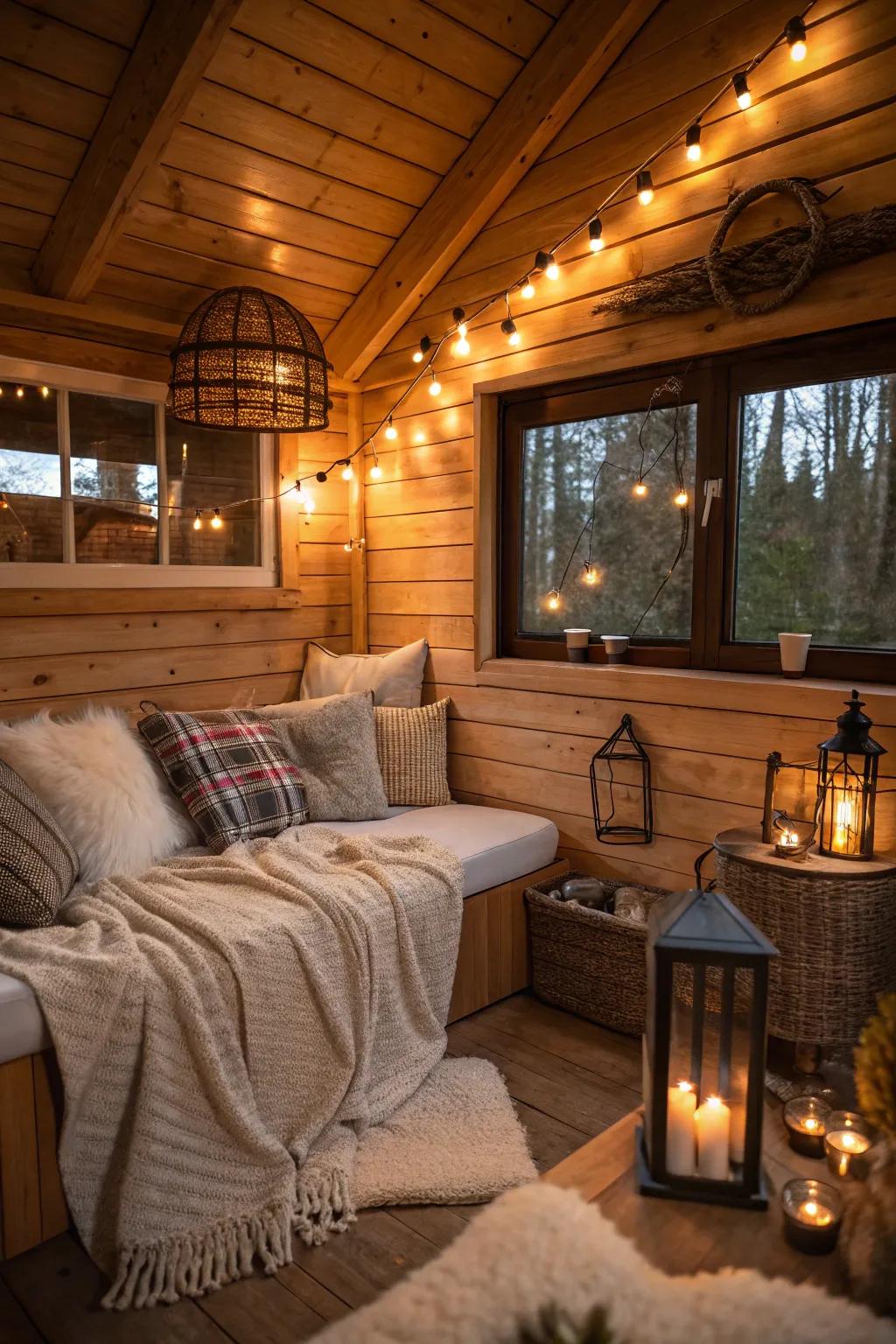 Layered lighting offers versatility inside a cabin's interior.