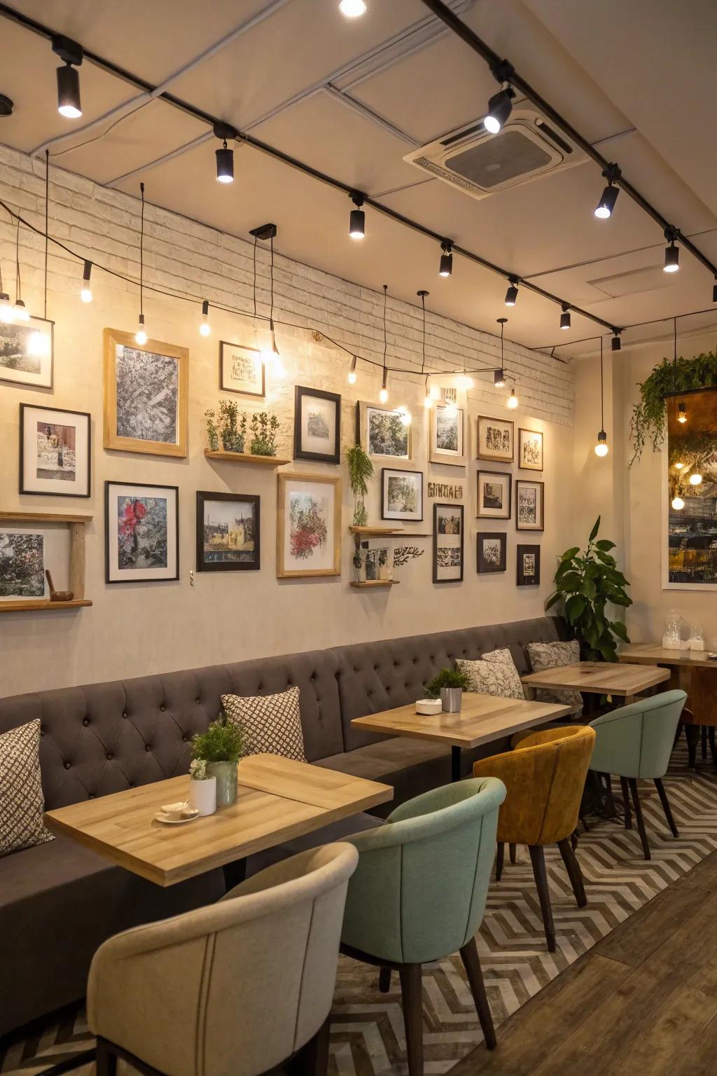 A personal gallery wall includes character and conversation to your home cafe.
