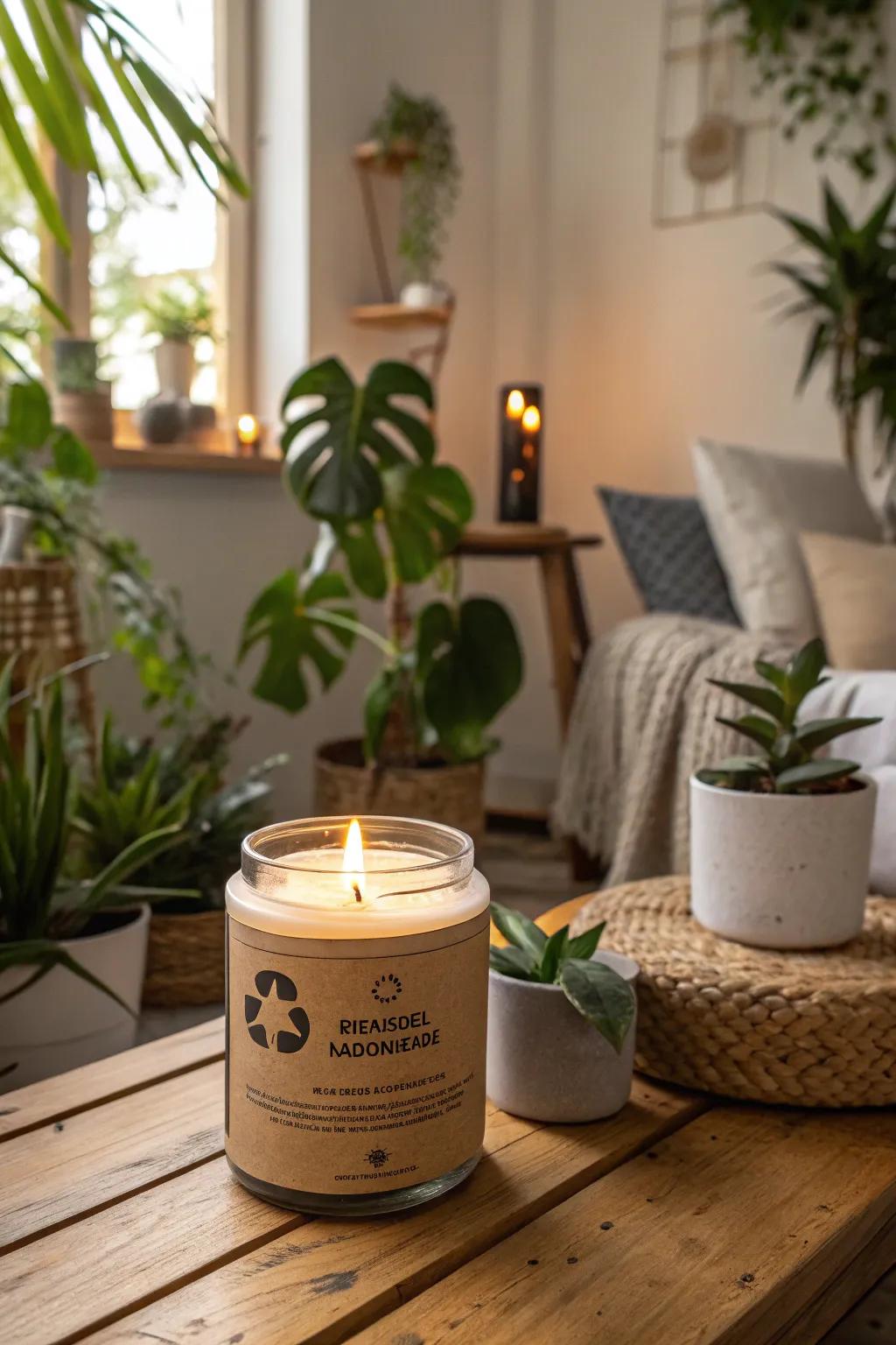 Eco-conscious candle labels for a sustainable touch.