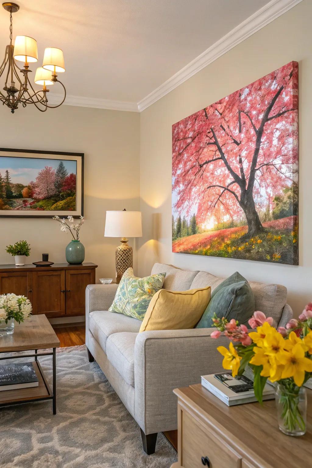 Seasonal artwork captures transitions.