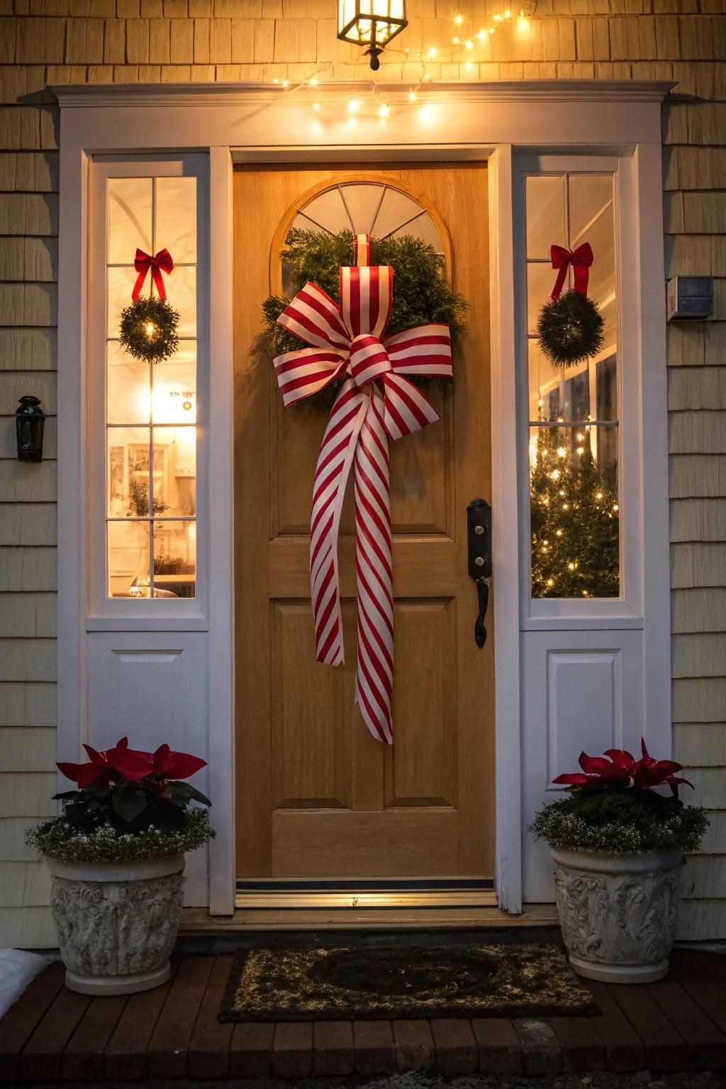Add a sweet touch with a candy cane bow.