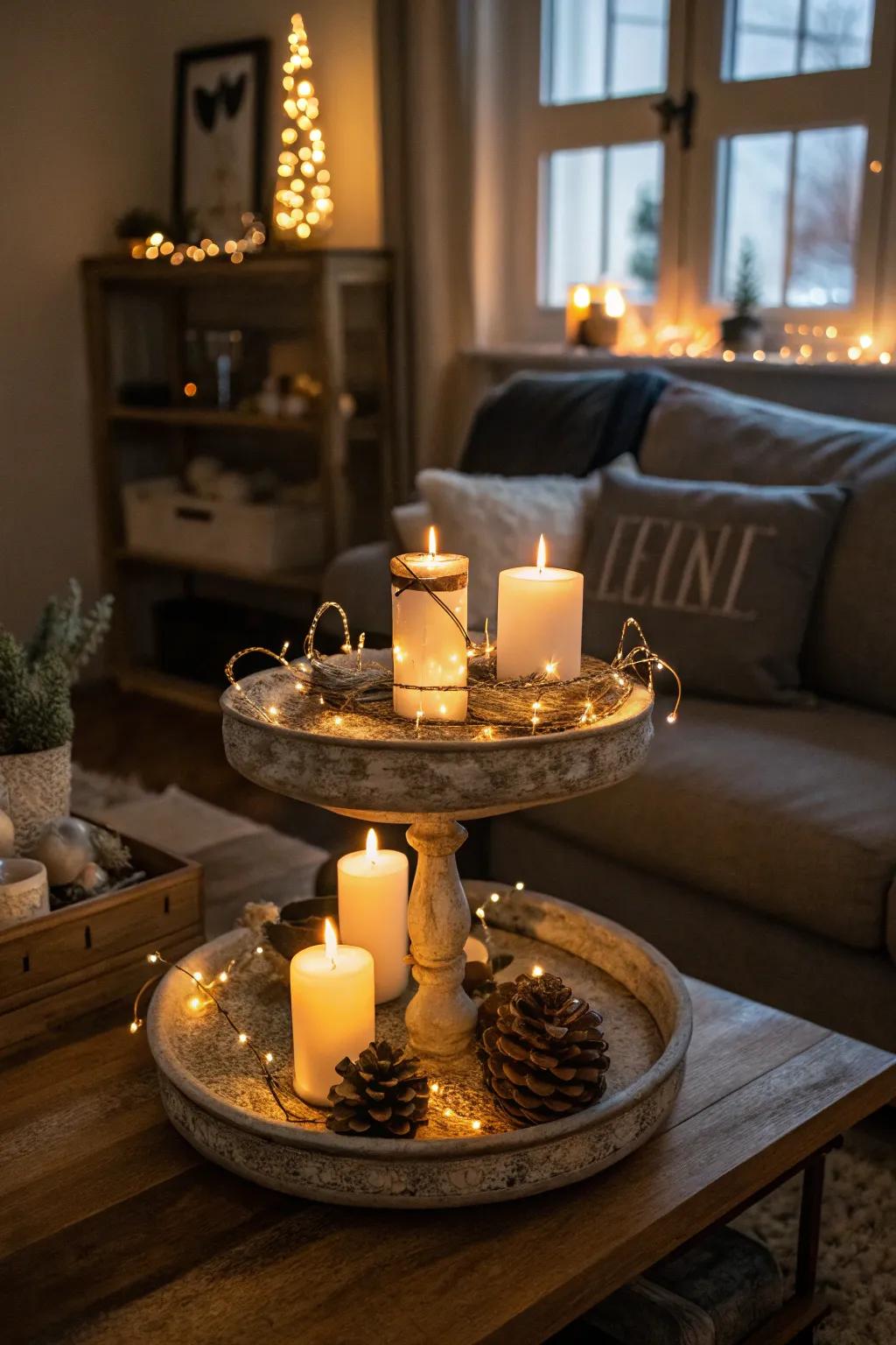 A festive and inviting festive lighting display.
