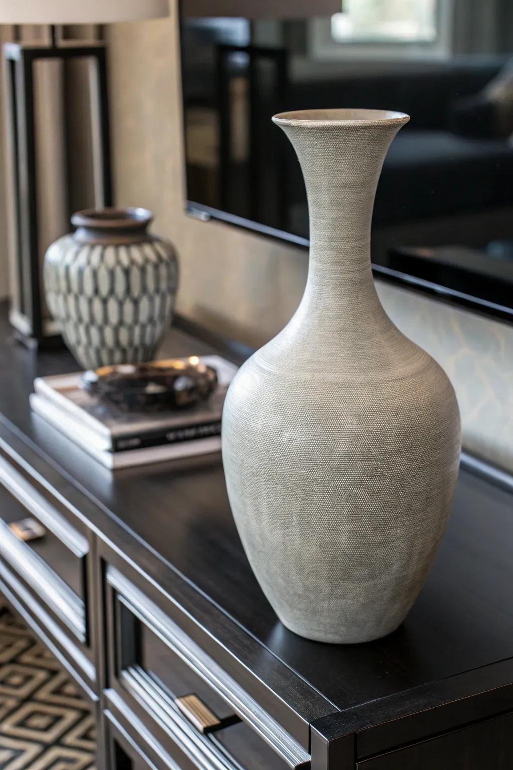 A monochrome dirt pot offering basic class and complexity.