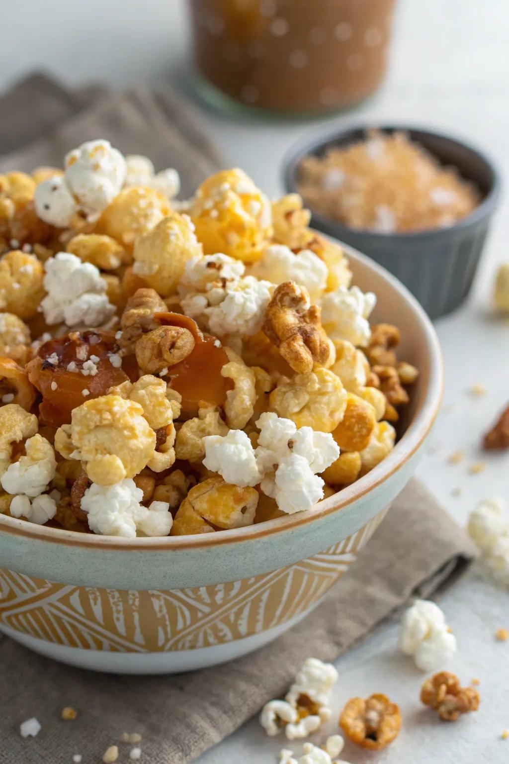 Sweet and tangy popcorn, a delightful twist on a classic snack.