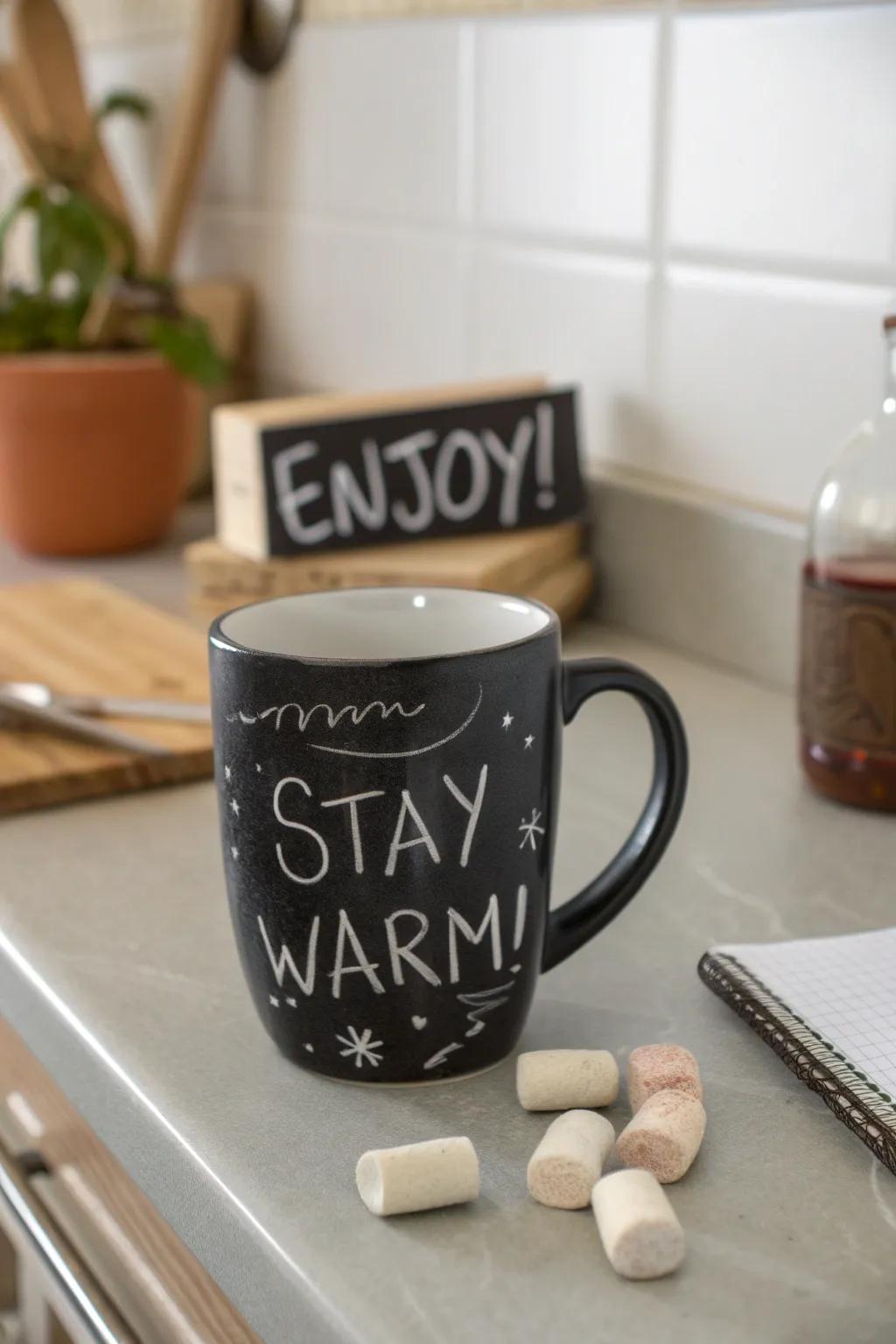 DIY chalkboard cups for personal expression and creativity.