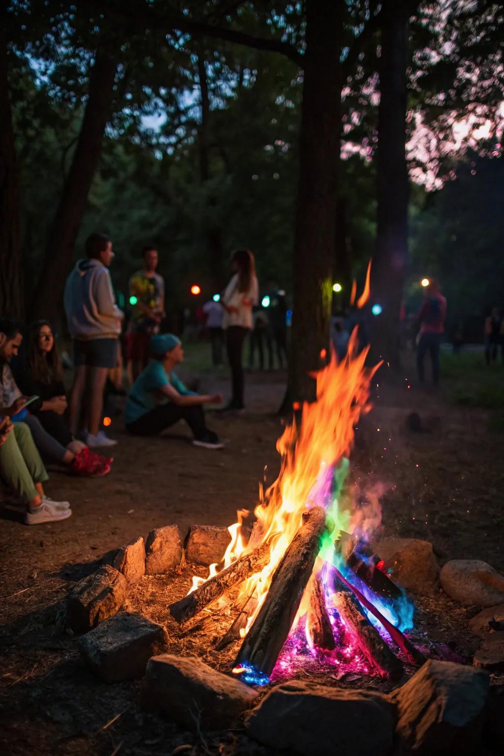 A captivating color-changing campfire experience.