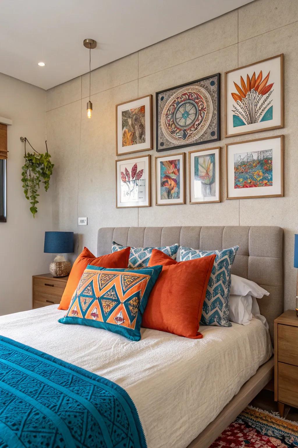 Strong color touches add vibrancy and personality to your bedroom.
