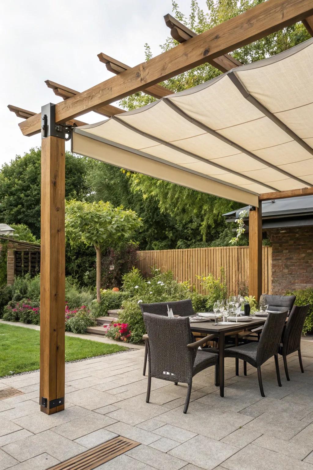 Retractable canopy pergolas deliver flexible shading options for decks.
