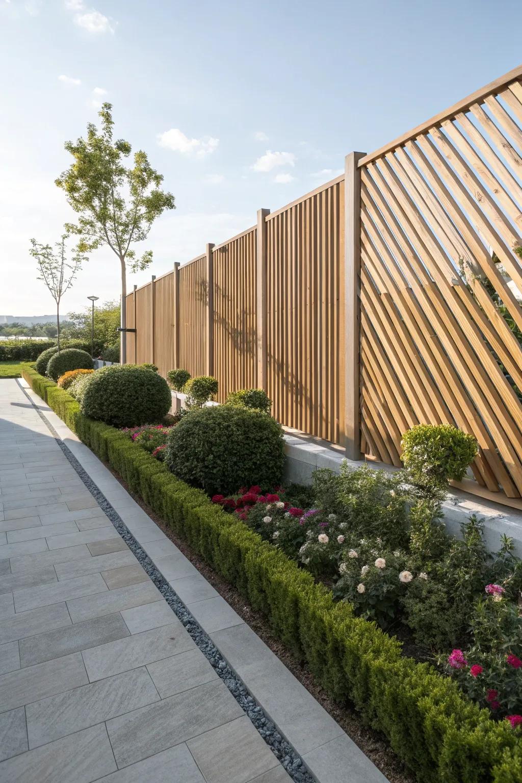 Oblique strips append a modern modification to fencing designs.