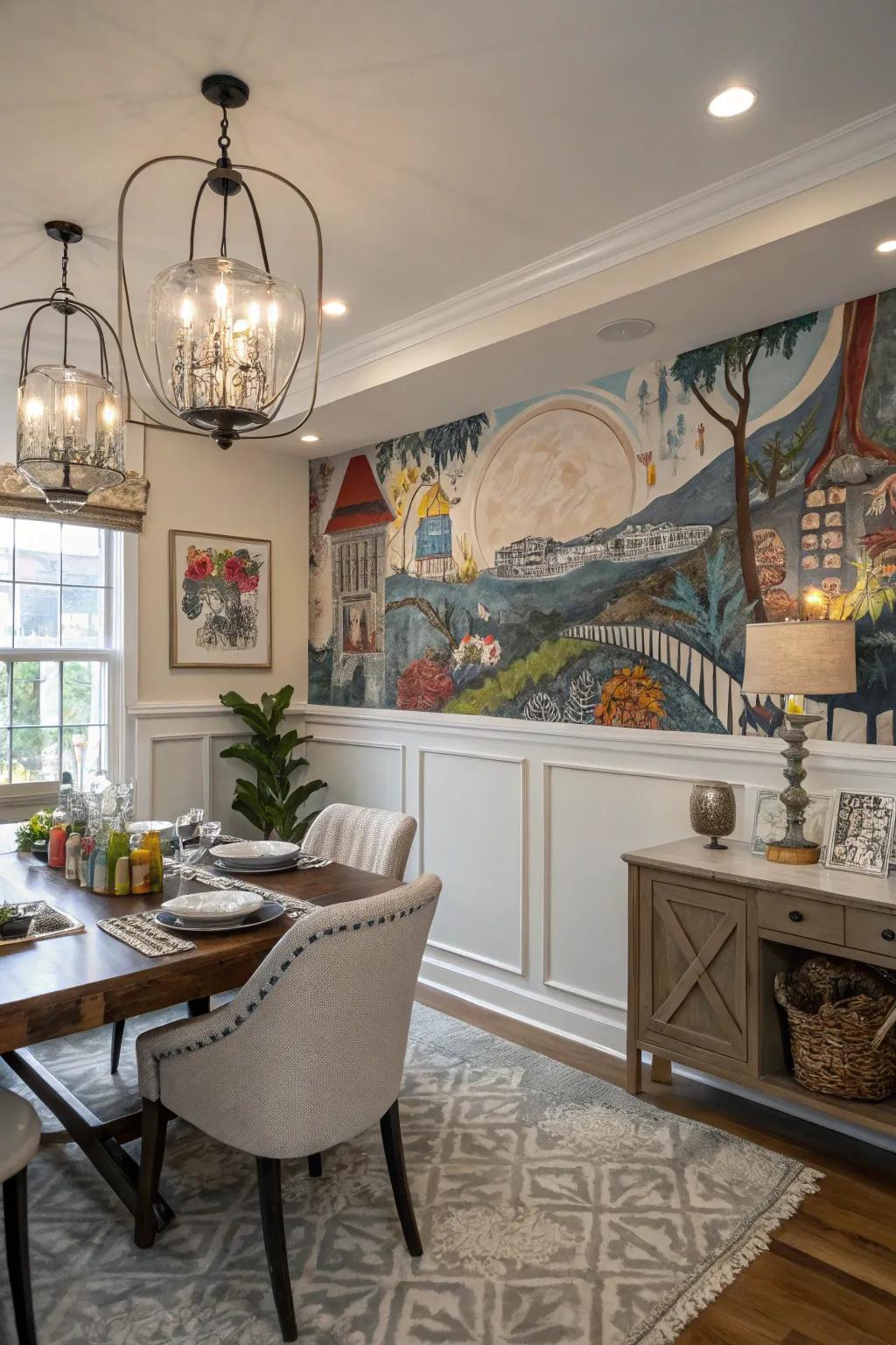 Artistic murals add creativity and flair.