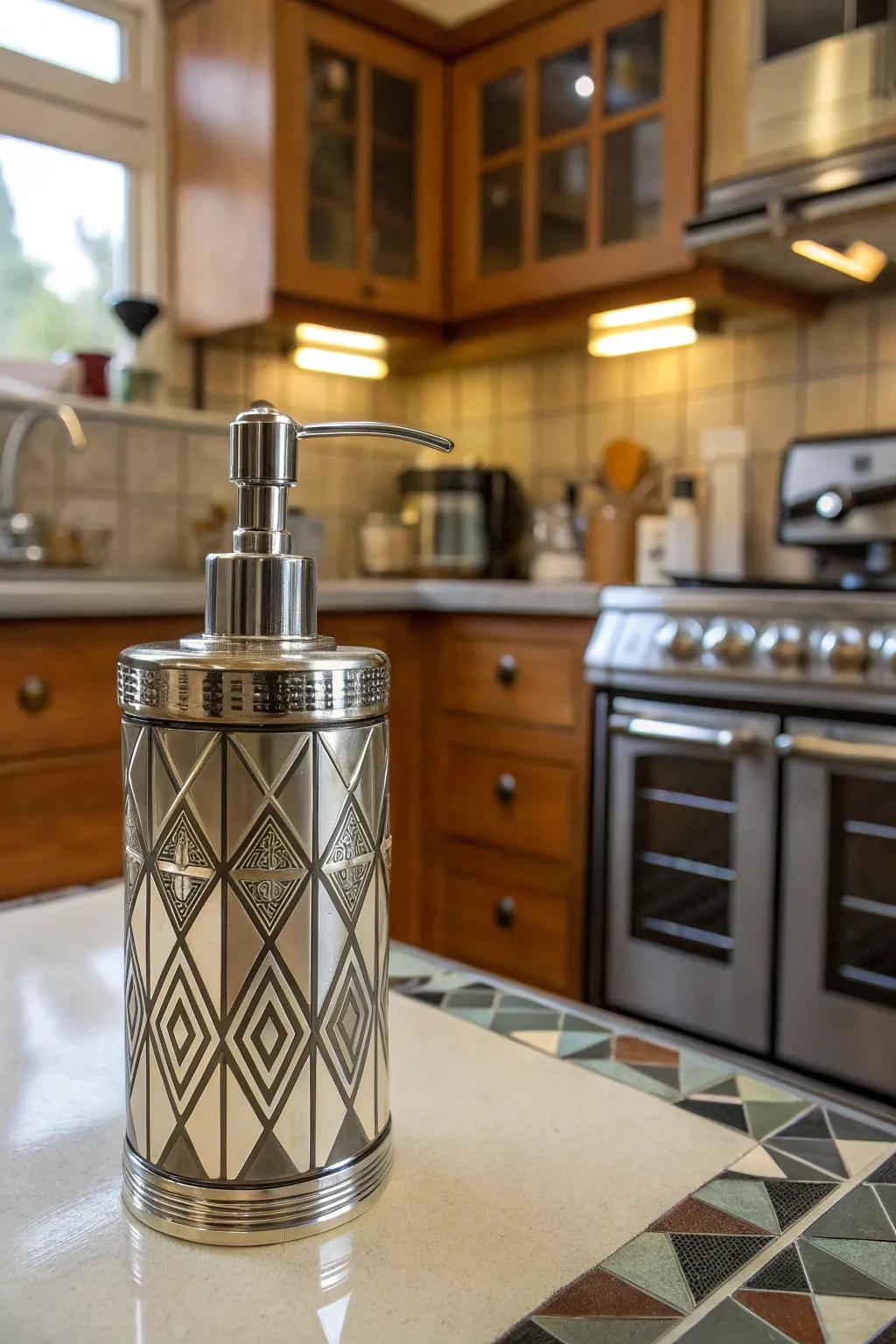 Art Deco applicators contribute sophistication and bold design.