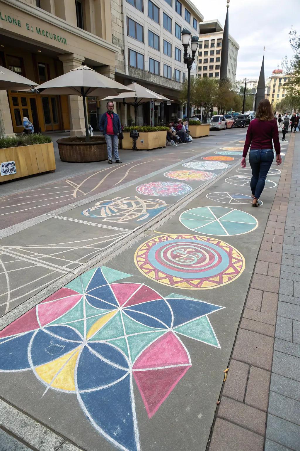 Abstract geometrics in crayon create a dynamic visual experience.