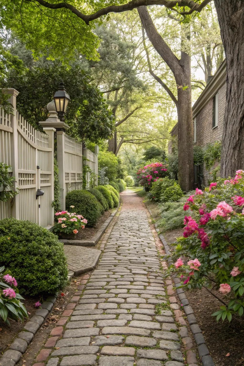 Cobblestones providing ageless vintage allure.