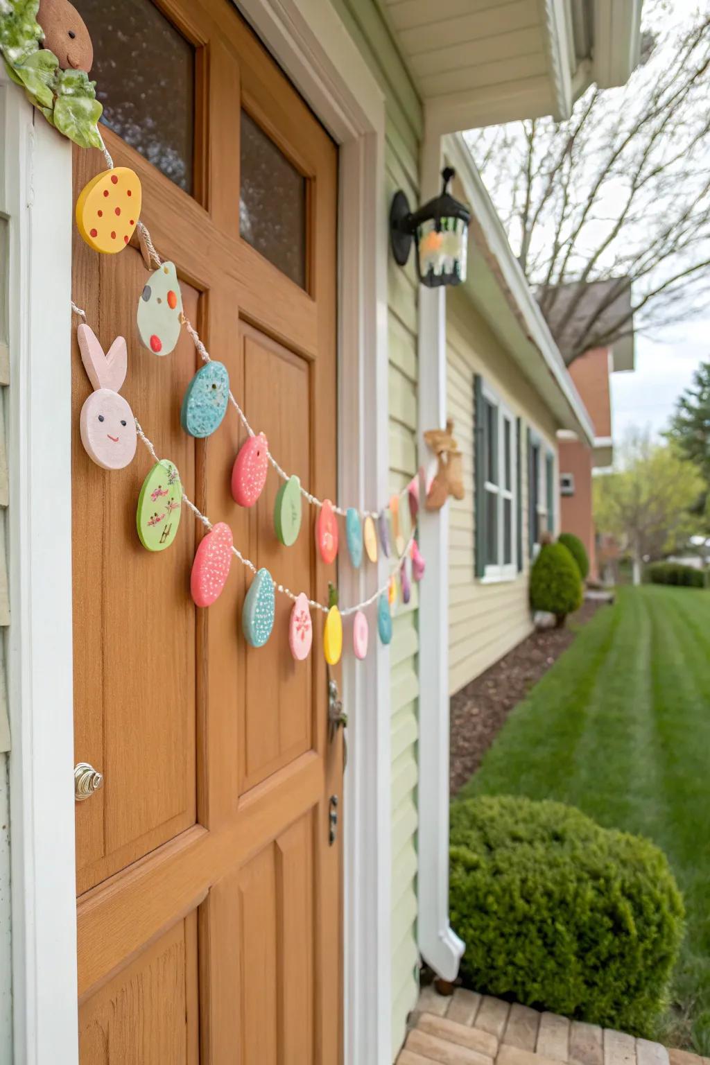 A clay Easter string introduces hand-crafted allure and creativity.