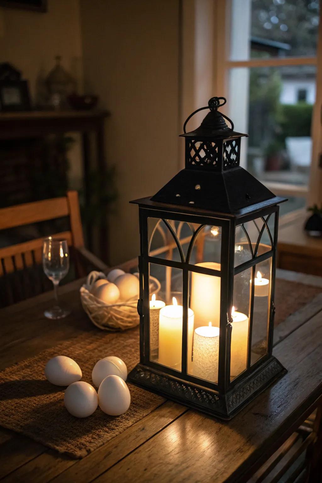 Eggshell light stands offer a delicate and unique lamp display.