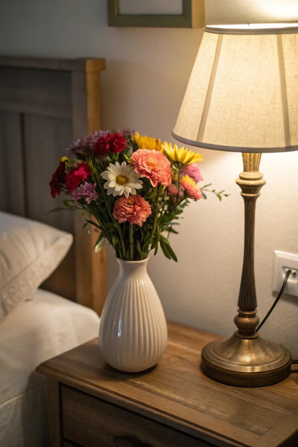 Bedside blooms present a refreshing start to each morn.