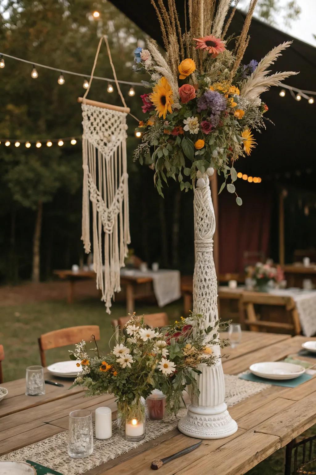 Totally free design with macrame and also wildflowers