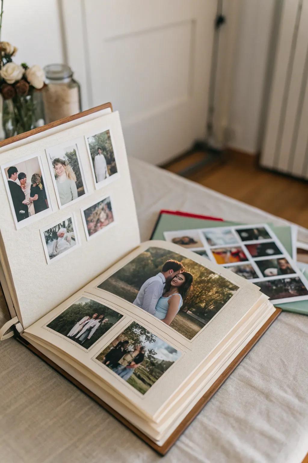 Mixed media formats create a visually interesting engagement memory album.