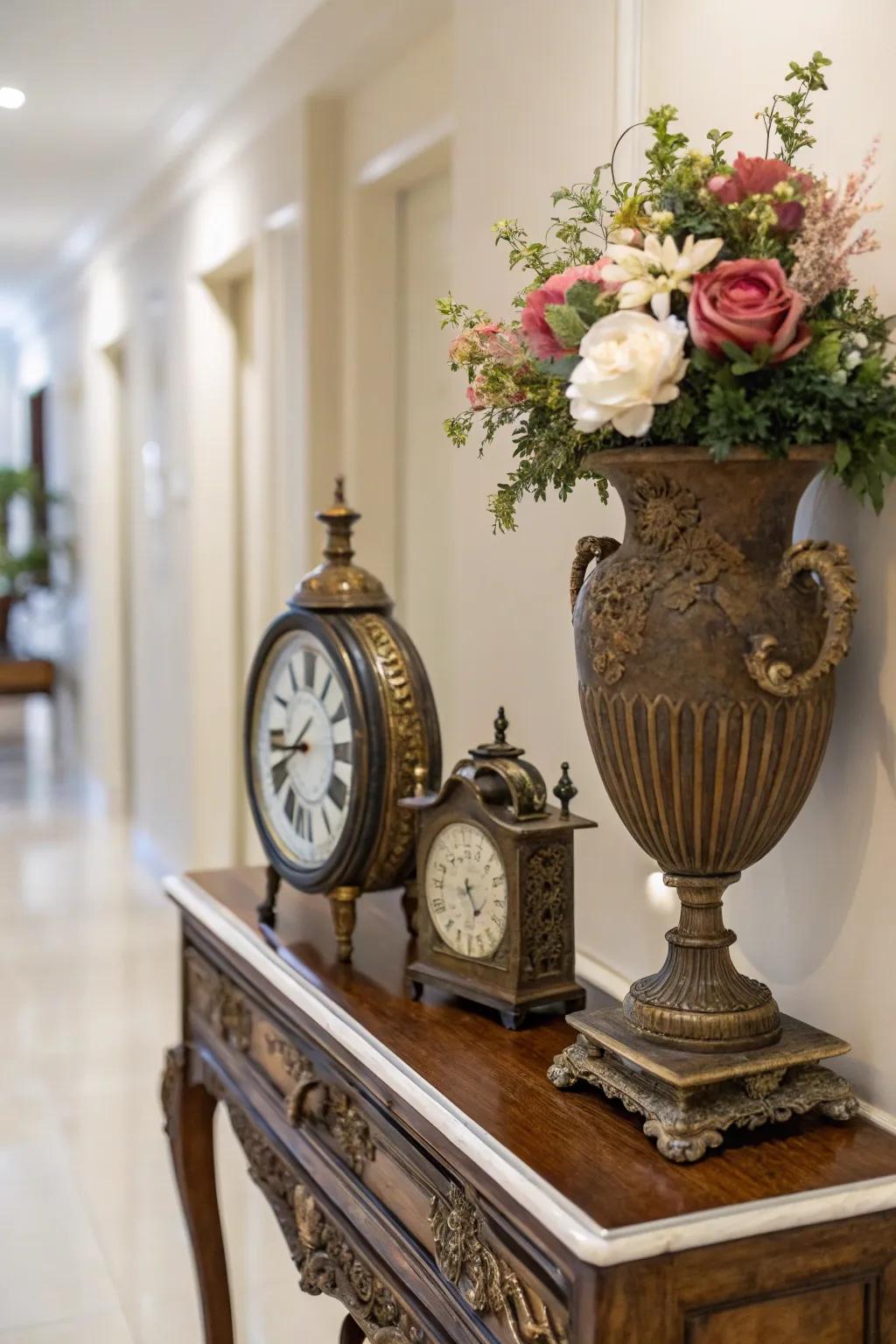 Vintage items bring charm and history to your entryway decor.
