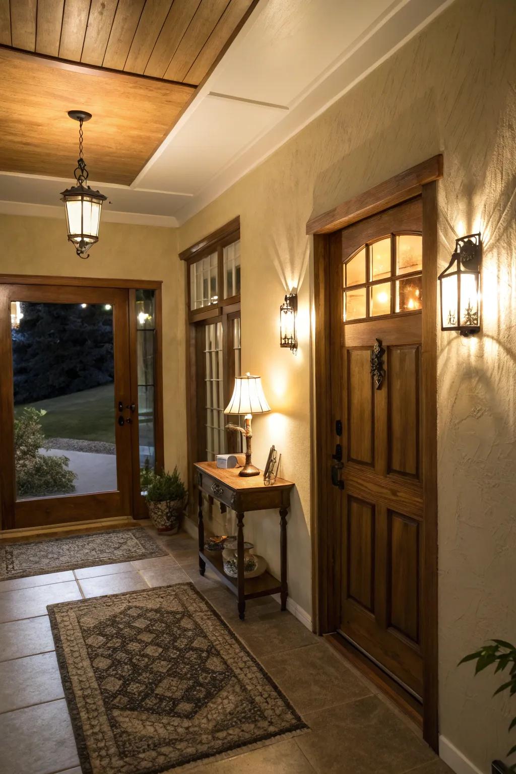 Layered lighting makes your entrance feel functional and inviting.