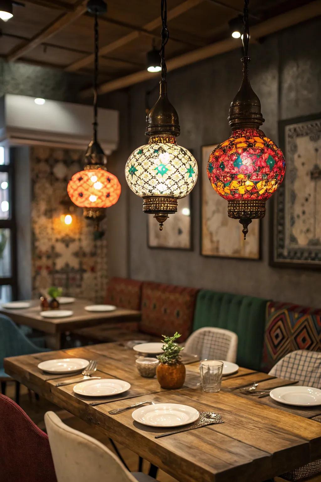 A burst of color in your lighting can bring a playful and personal touch.