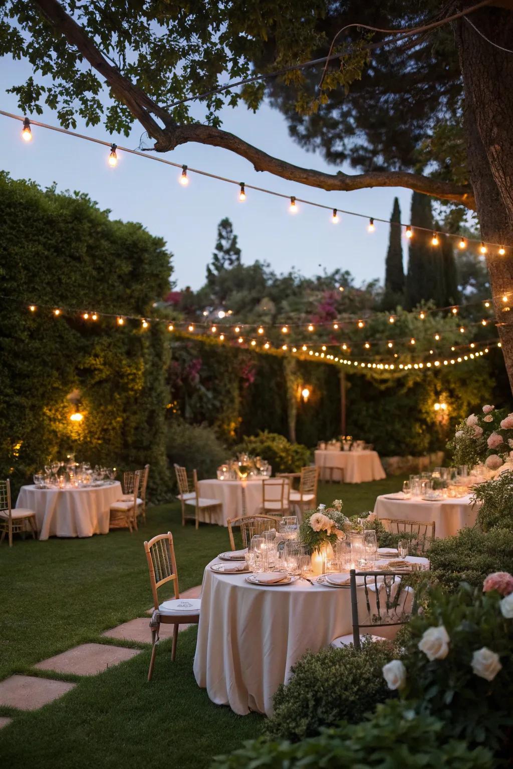 A twilight garden party creates a magical fall evening.