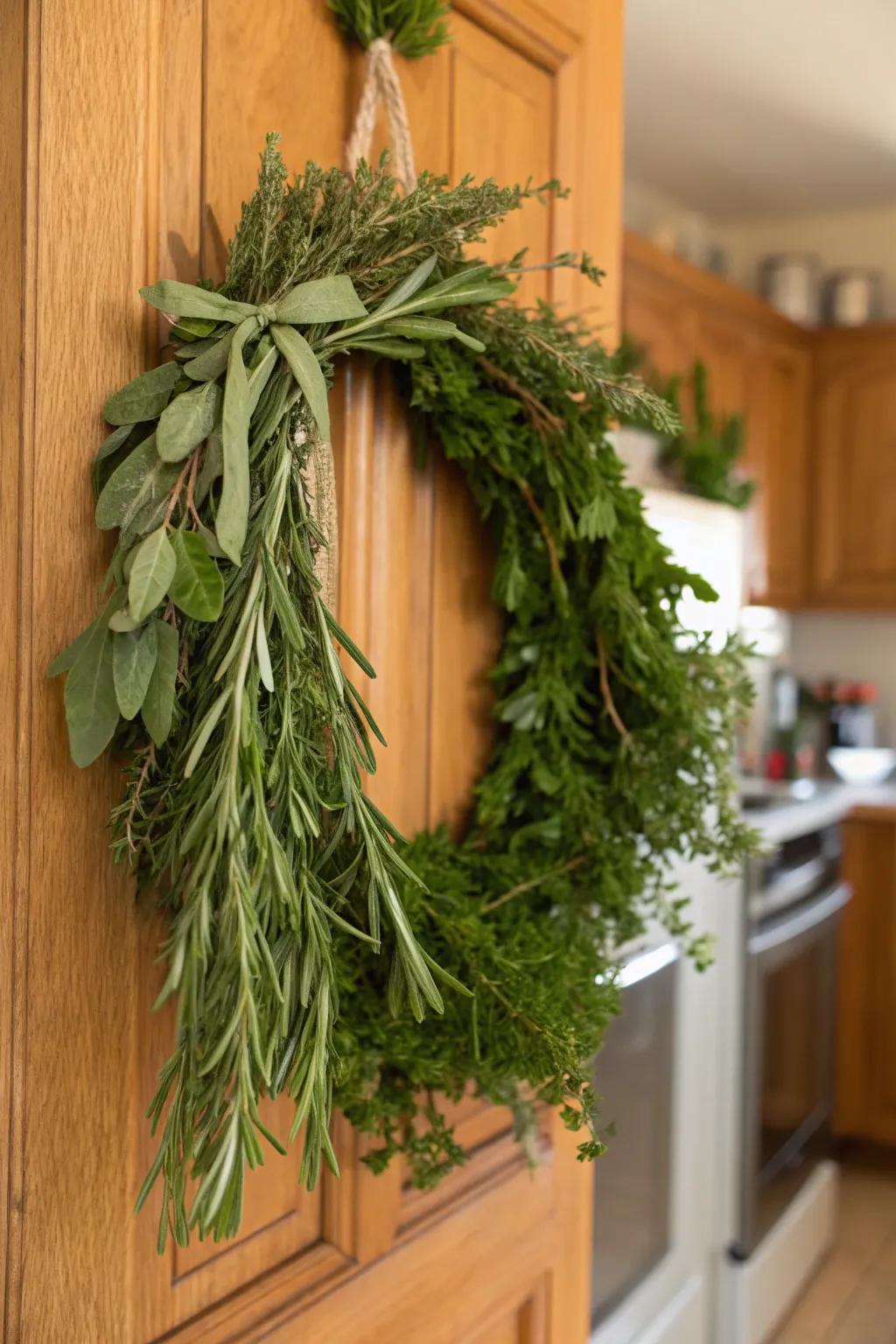 Practical beauty with an artisanal spice wreath.