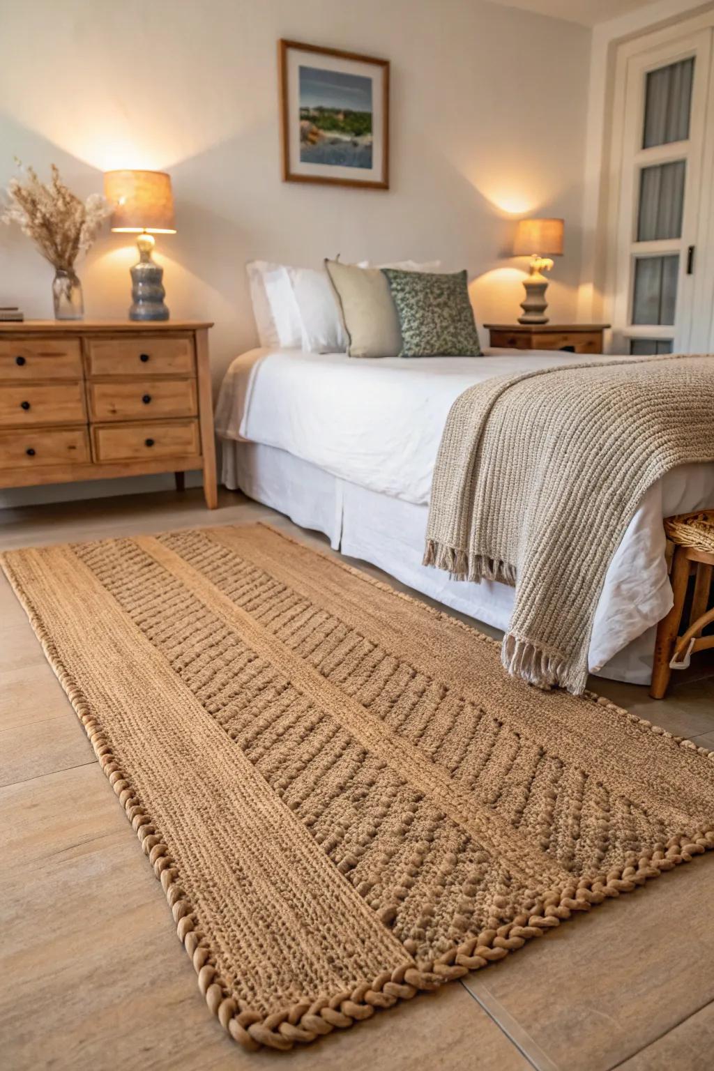 Natural fiber floor coverings add natural texture and warmth.