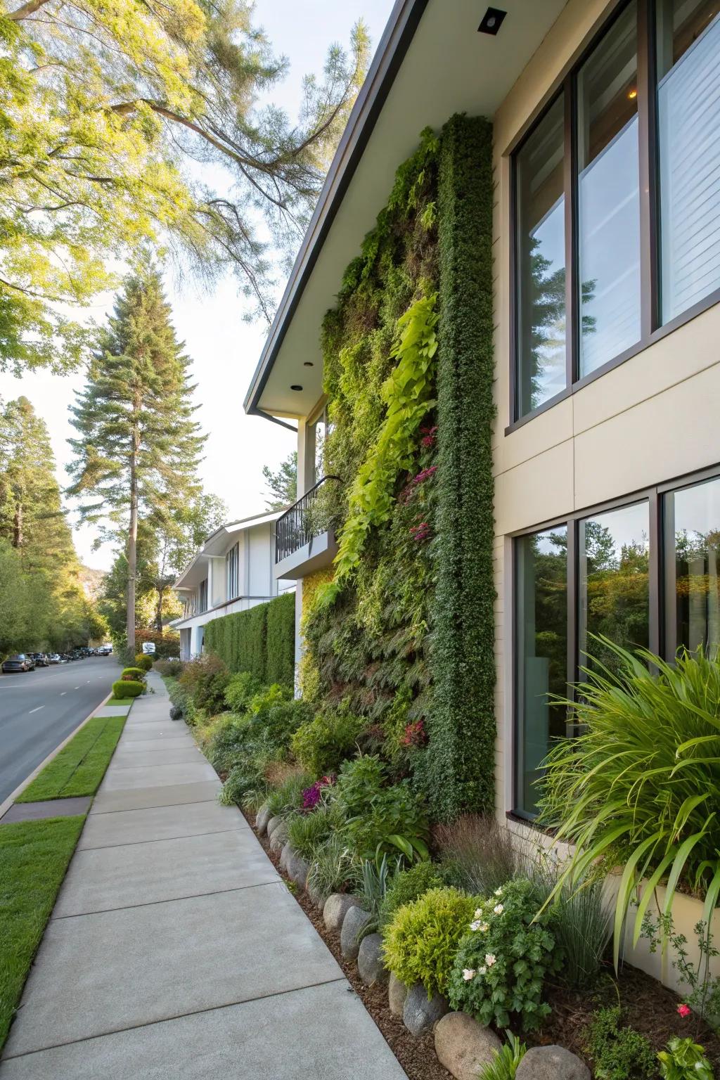 A green wall adding life and color.