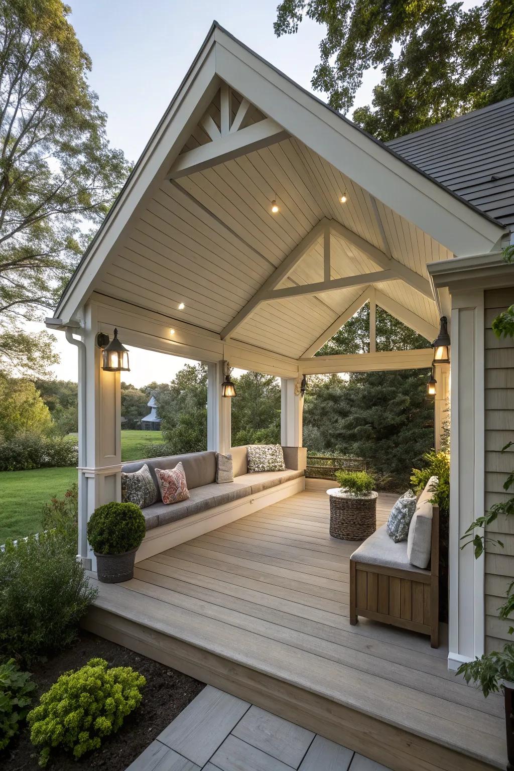 Attached seating offers comfort and style in one.
